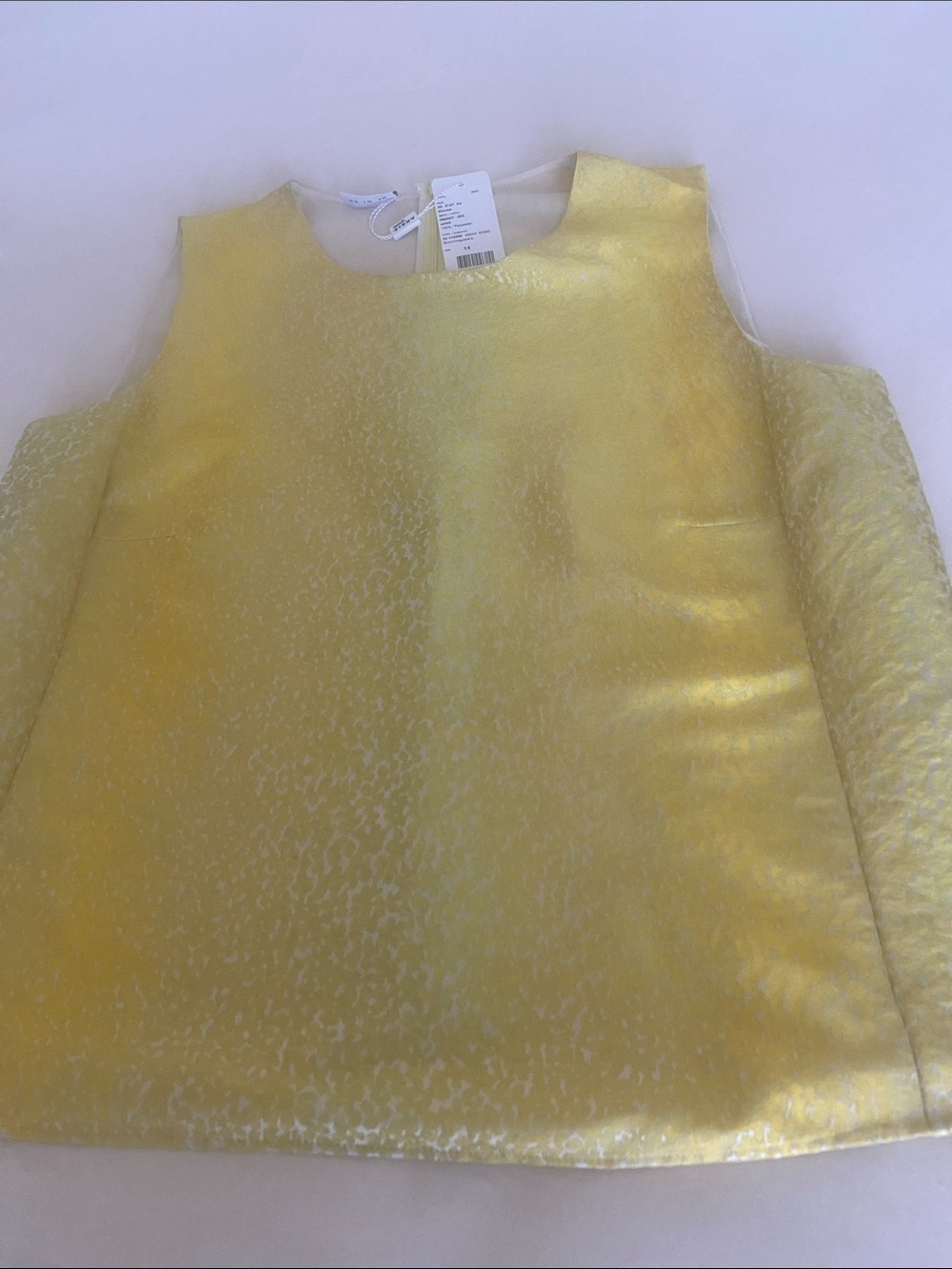 Akris Yellow Sleeveless Jacquard Top size 14